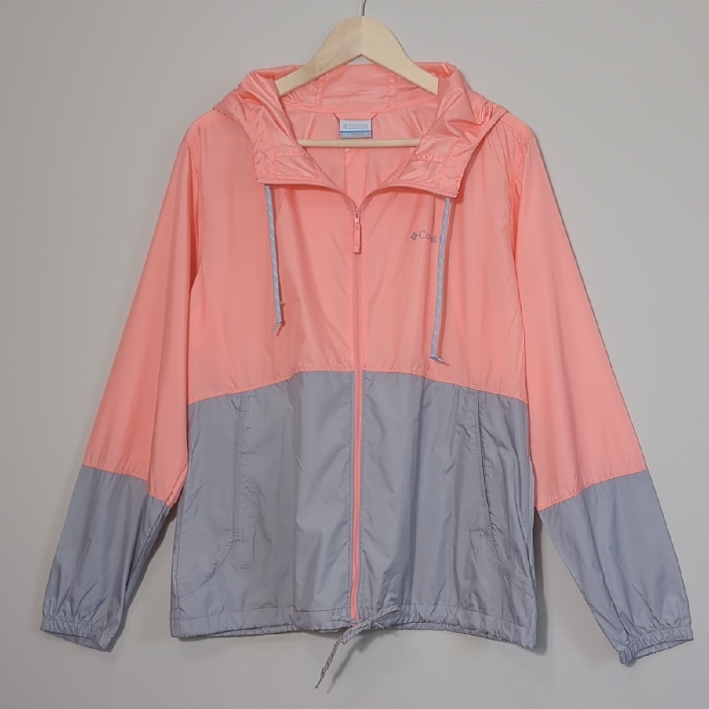 Columbia Flash Forward Coral Peach Gray Windbreaker Jacket Full Zip XL Spring - Picture 2 of 16
